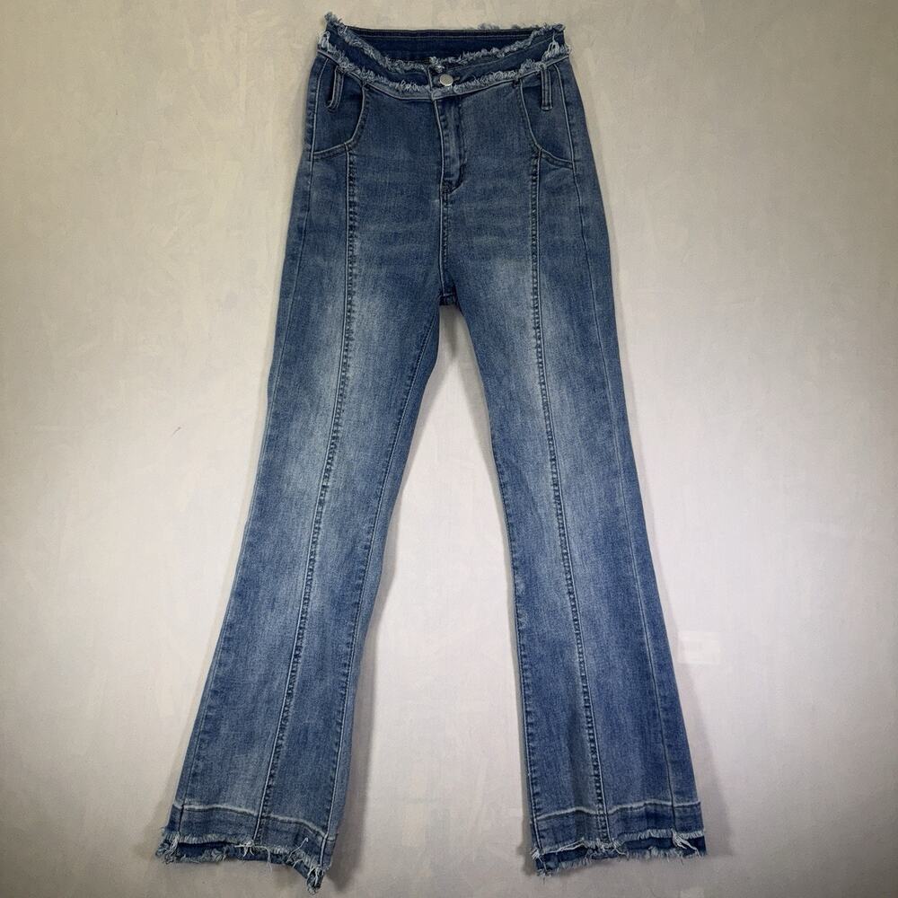Twinkle Jeans Womens S Blue Flare Bootcut High Rise Front Seam No Pockets Girls